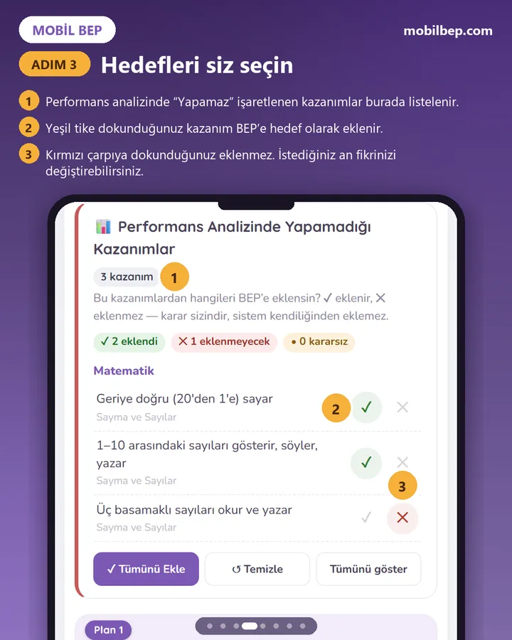3. adım: Hedefleri siz seçin